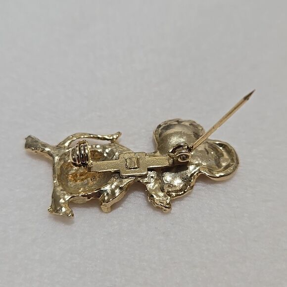Gold Plated Mouse Brooch with Red Crystal - Picture 3 of 5